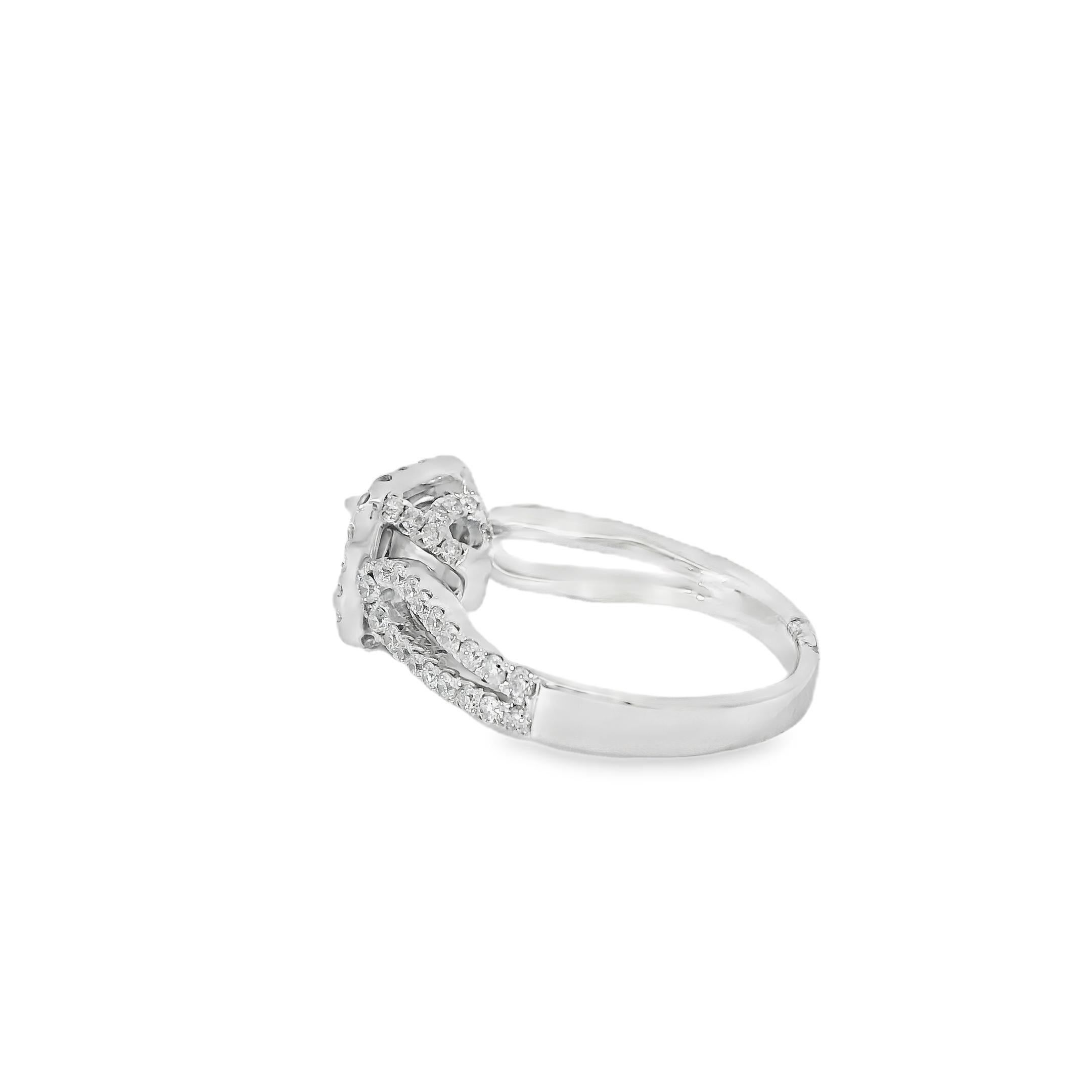 Anillo de compromiso ancho de oro blanco de 14k con diamante brillante redondo certificado GIA de 1,03 ct en venta 4
