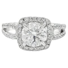 14k White Gold GIA Certified 1.03ct Round Brilliant Diamond Wide Engagement Ring