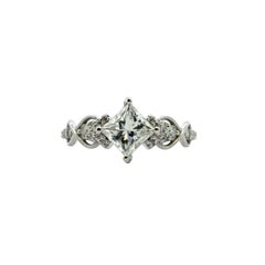 14k White Gold GIA Certified 1.05ct Natural Princess Cut Diamond Engagement Ring