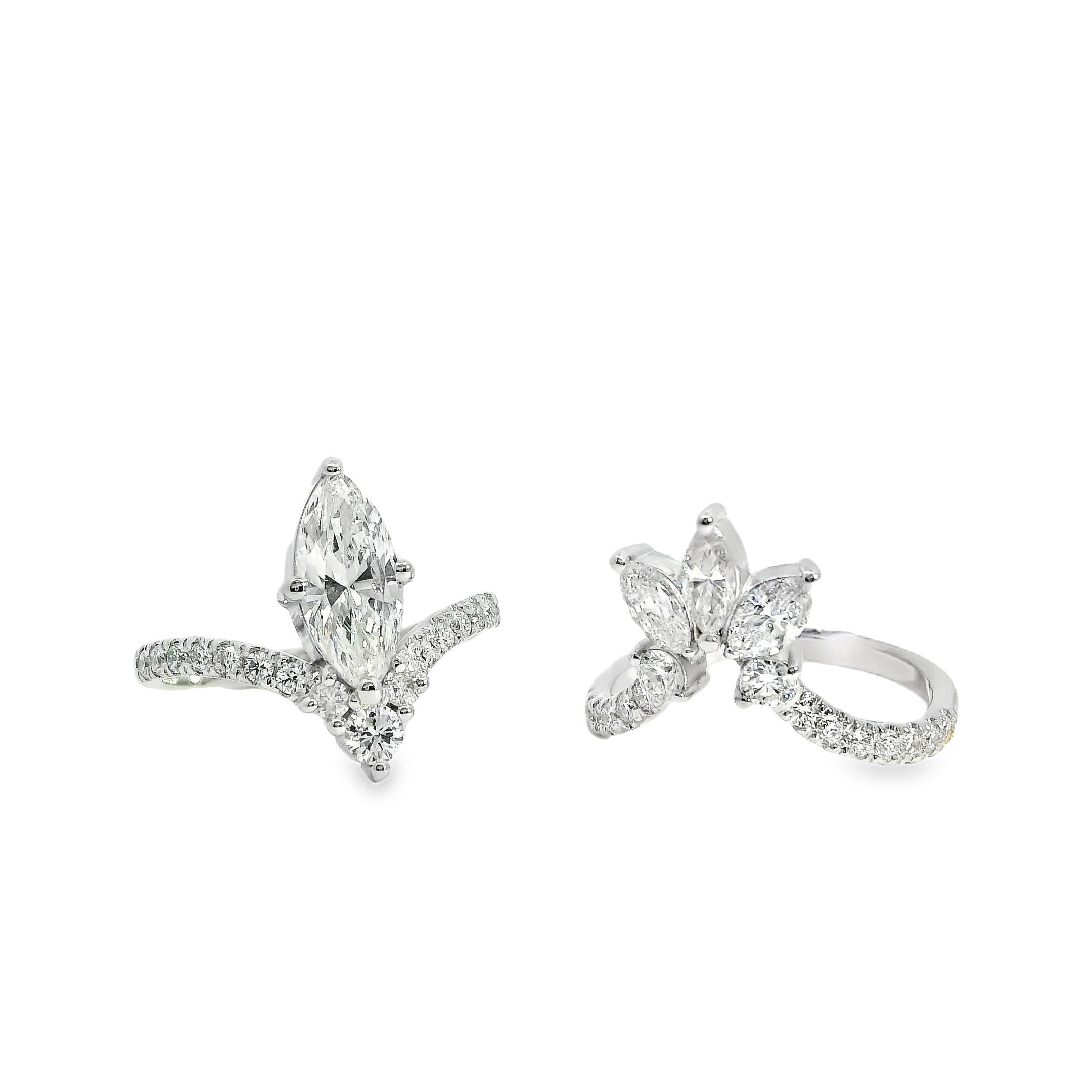 Anillo de compromiso de oro blanco de 14k con certificado GIA de 1,11 ct y diamantes de talla marquesa en Nuevo estado para la venta en Boca Raton, FL