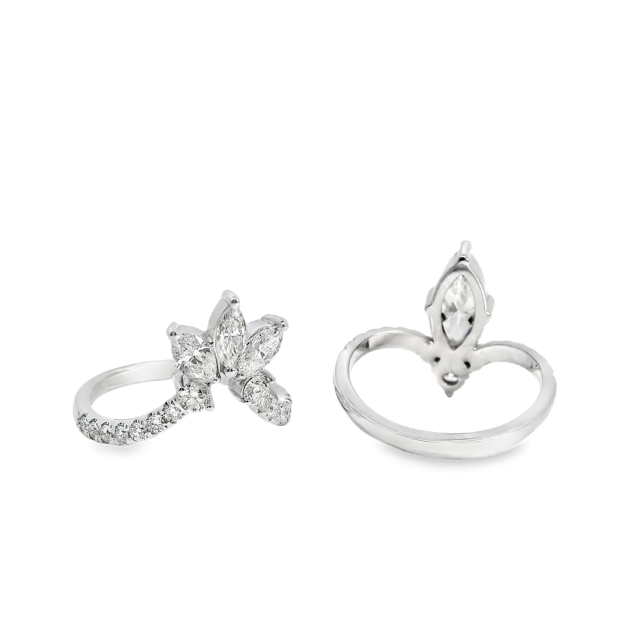 Anillo de compromiso de oro blanco de 14k con certificado GIA de 1,11 ct y diamantes de talla marquesa en venta 1