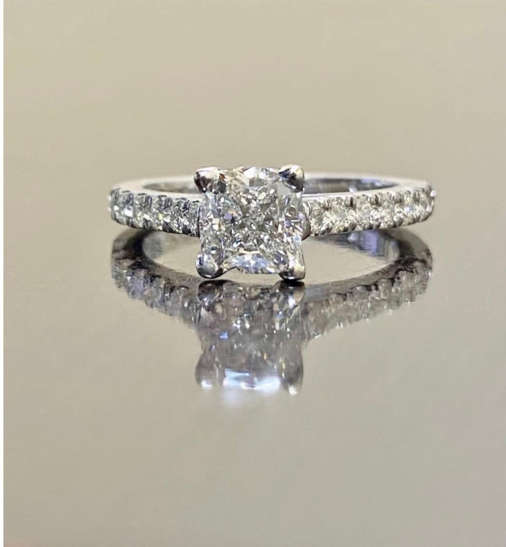14K White Gold GIA Certified 1.51 Carat Cushion Cut Diamond Engagement Ring In New Condition For Sale In Los Angeles, CA