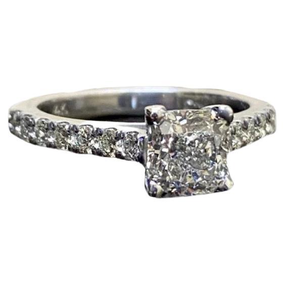 DeKara Design Collection

Modern 14K U Pave Set Modern Halo Diamond Engagement Ring.

Metal- 14K White Gold, .583.

Stones- GIA Certified Cushion Cut Diamond Center J Color SII Clarity 1.51 Carats, 14 Round Diamonds I-J Color VS2-SI1 Clarity 0.49