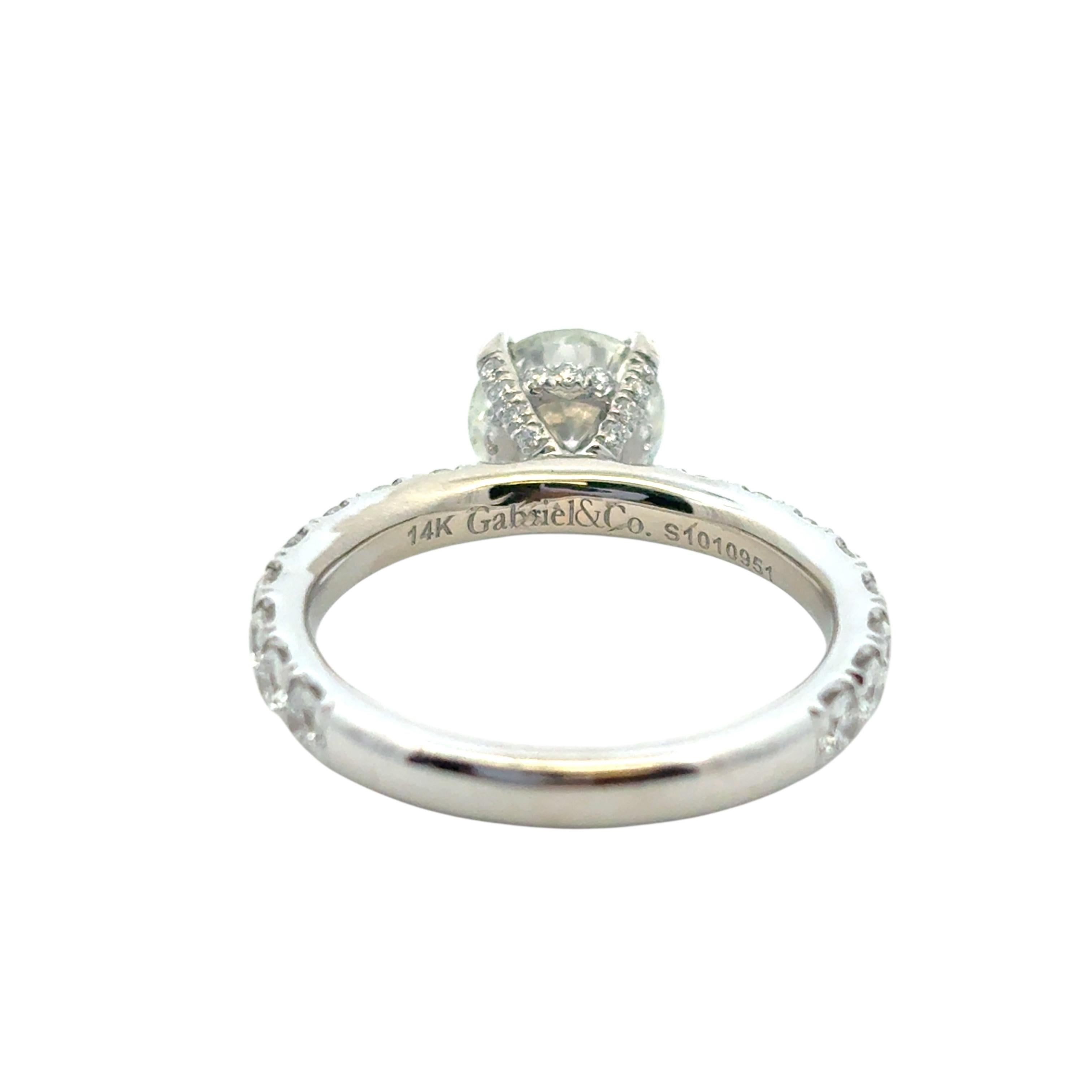 14k White Gold GIA Certified 1.62ct Diamond Gabriel and Co. Engagement Ring en venta 8