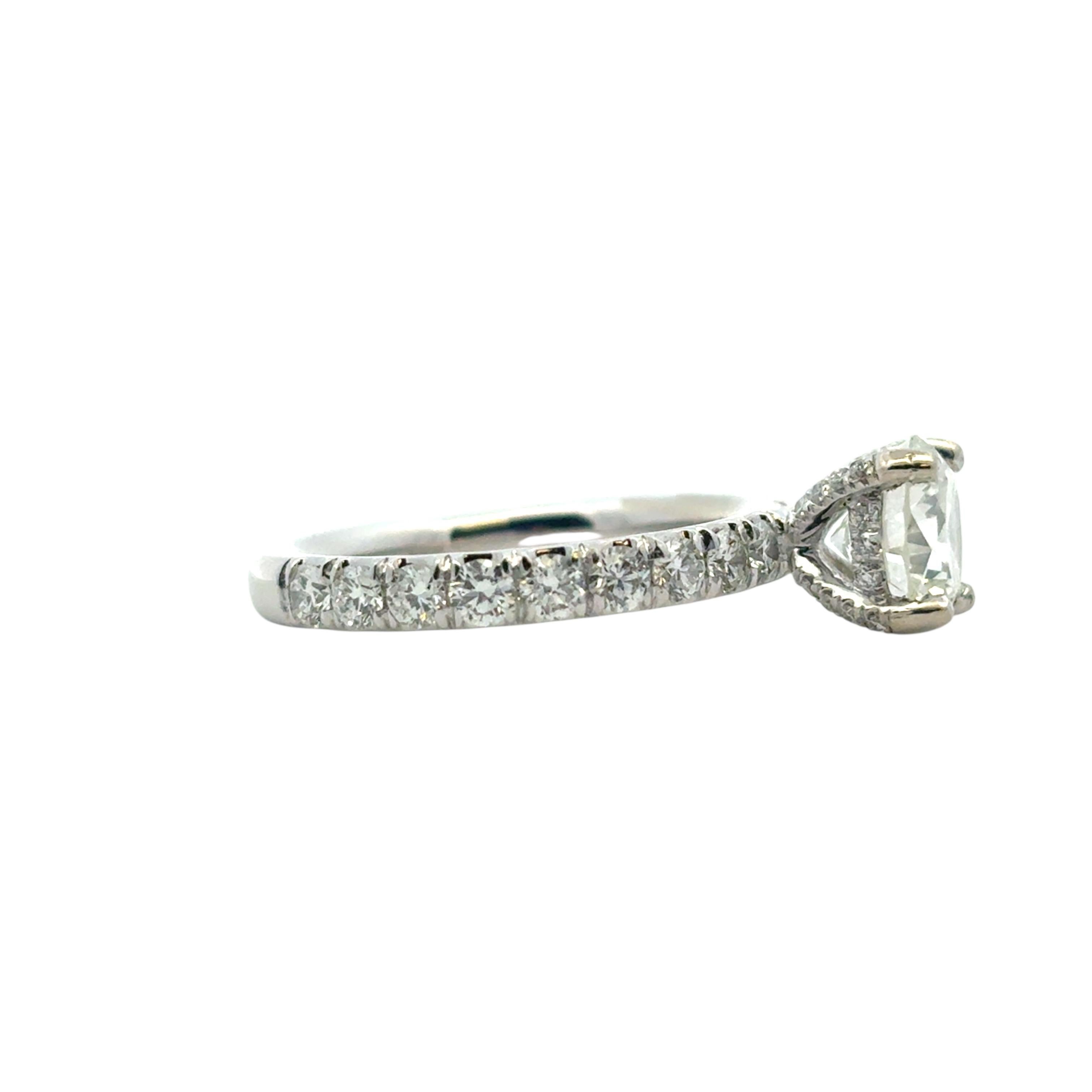 14k White Gold GIA Certified 1.62ct Diamond Gabriel and Co. Engagement Ring en Excelente estado para la venta en Boca Raton, FL