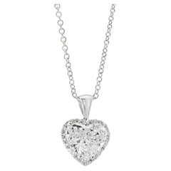 Collar Colgante Diamante Natural Corte Corazón Oro Blanco 14k Certificado GIA 2.08ct