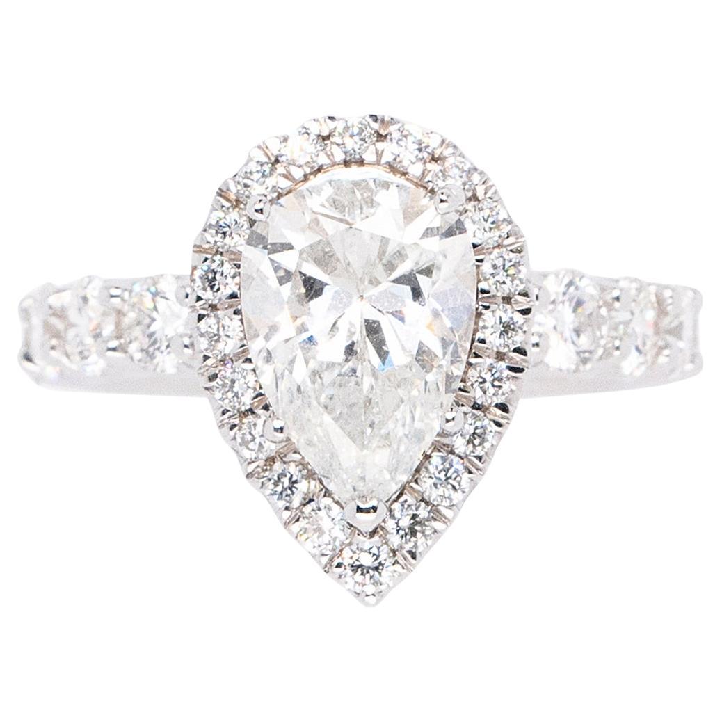 14k White Gold GIA Certified 2.37ct Pear Brilliant Natural Diamond Engagement 