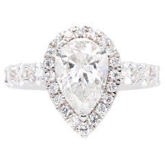 14k White Gold GIA Certified 2.37ct Pear Brilliant Natural Diamond Engagement 