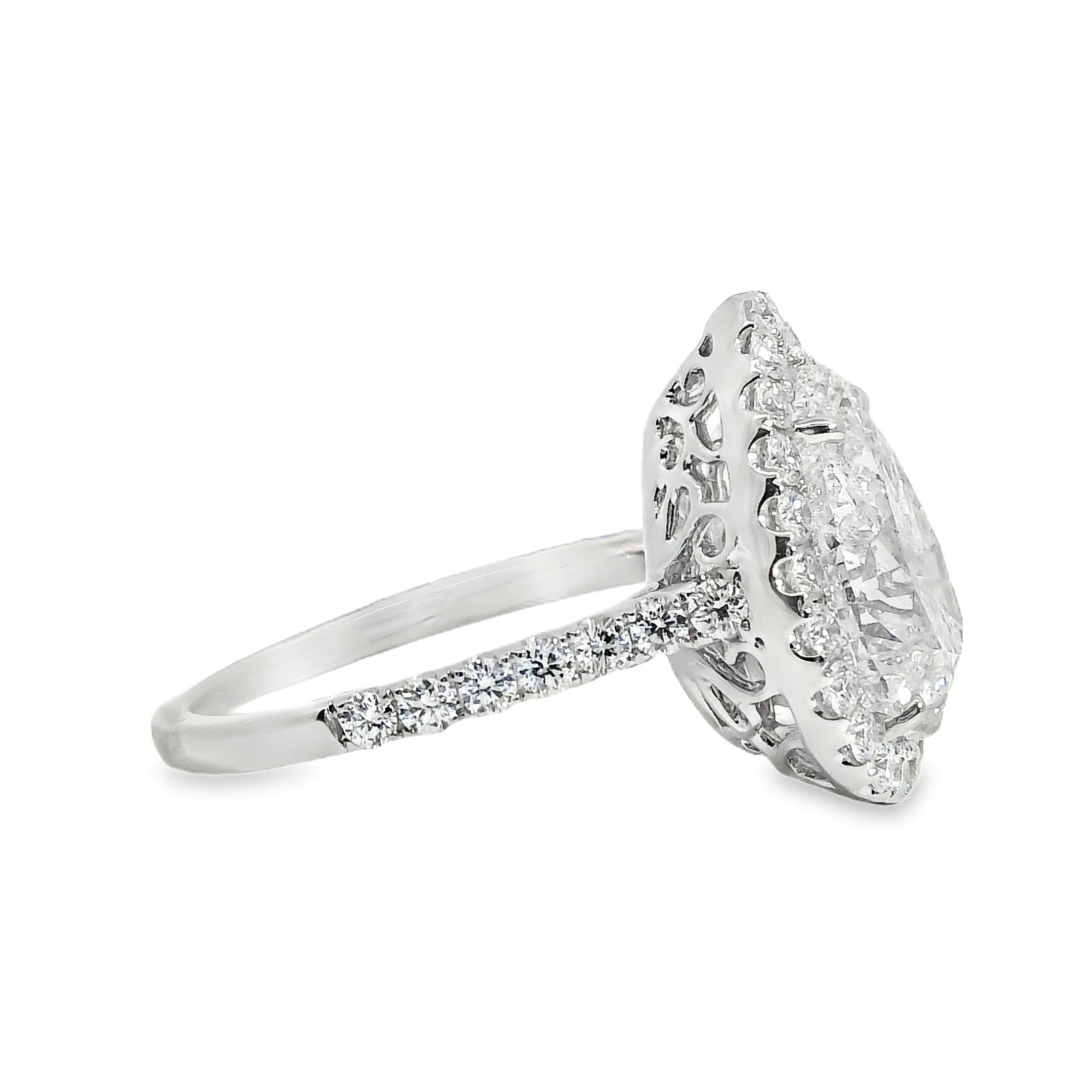 Anillo de compromiso de oro blanco de 14k con diamante talla pera certificado GIA de 4,02 ctw en venta 12