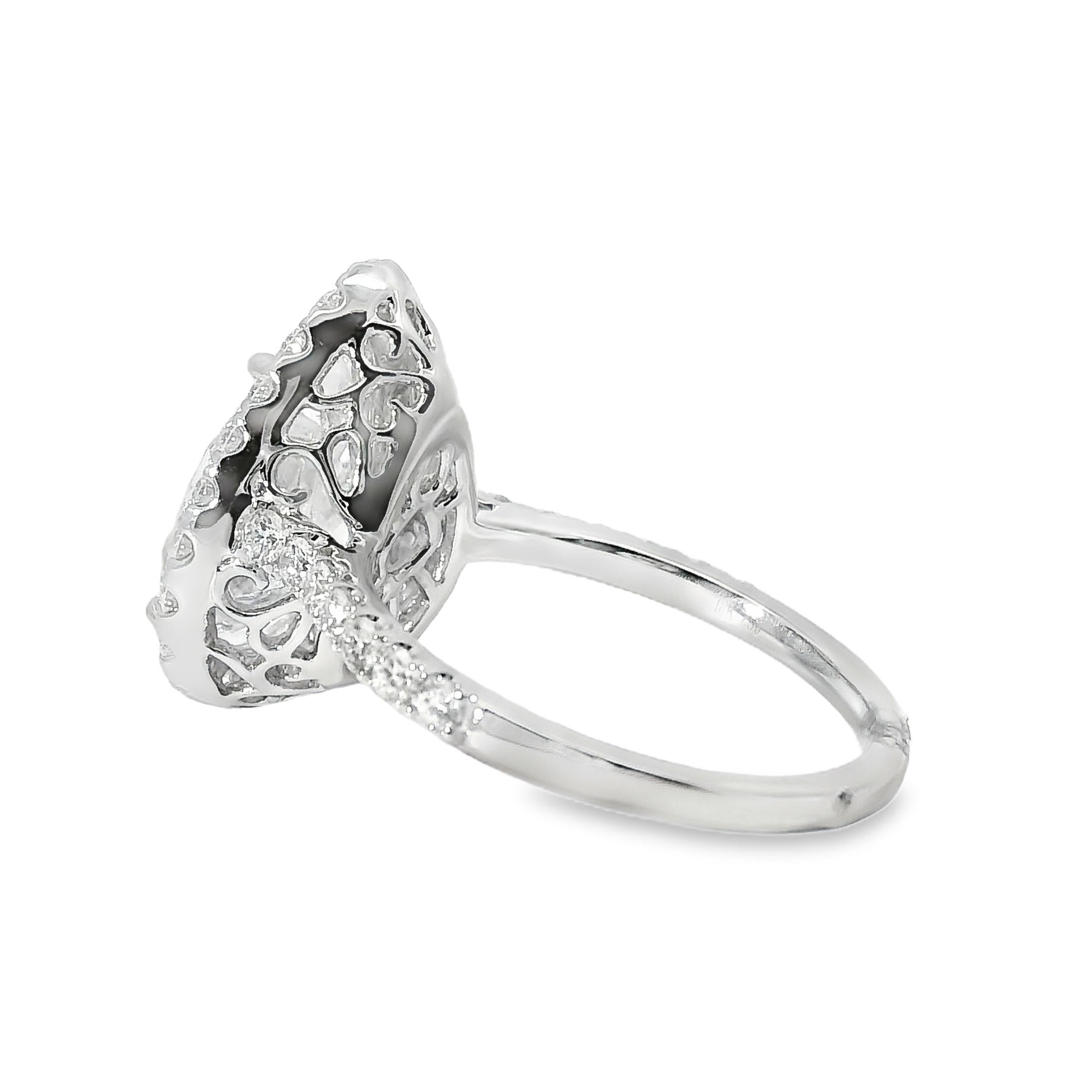 Anillo de compromiso de oro blanco de 14k con diamante talla pera certificado GIA de 4,02 ctw en venta 4
