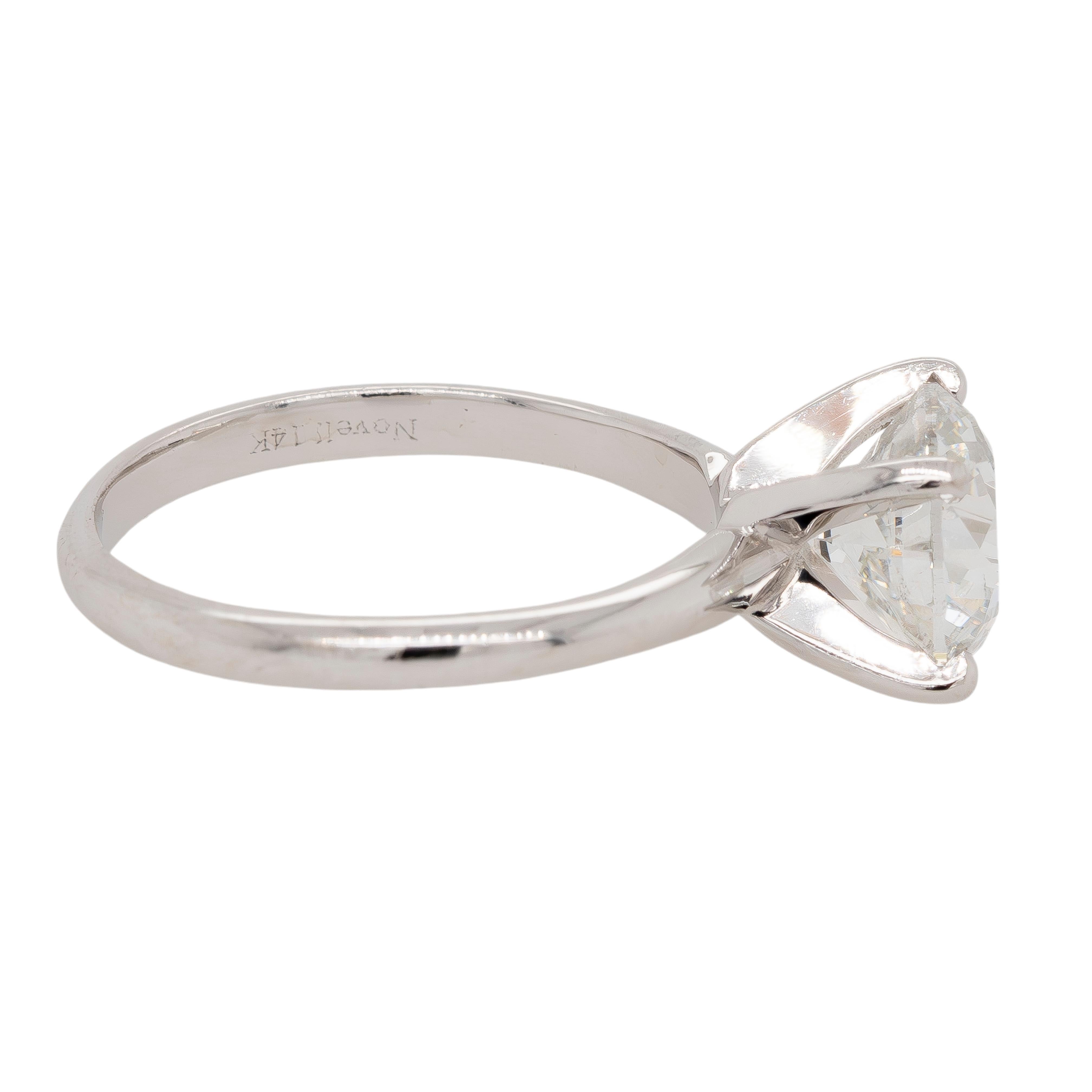 Round Cut 14K White Gold GIA Certified Diamond Engagement Ring For Sale