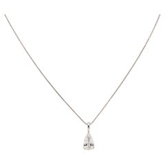 Collana con ciondolo con diamante certificato GIA in oro bianco 14k