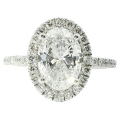 Bague de fiançailles en or blanc 14k avec diamant ovale certifié GIA