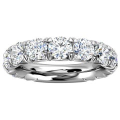 Bague française en or blanc 14 carats pavée de diamants 3 carats certifiés GIA