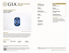14k White Gold GIA No Heat Ceylon Long Emerald Sapphire Trapezoid Diamond ring