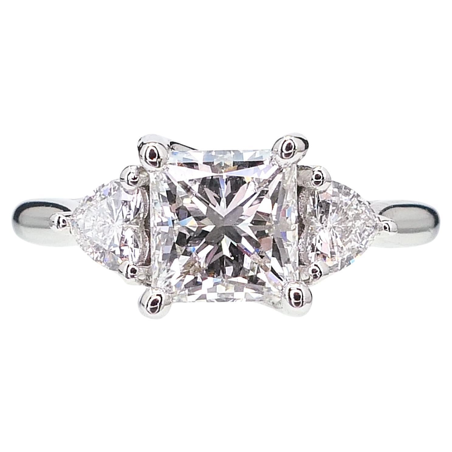 14k White Gold GIA Princess Natural 1.38ct Diamond Engagement Ring 3.4g i15662