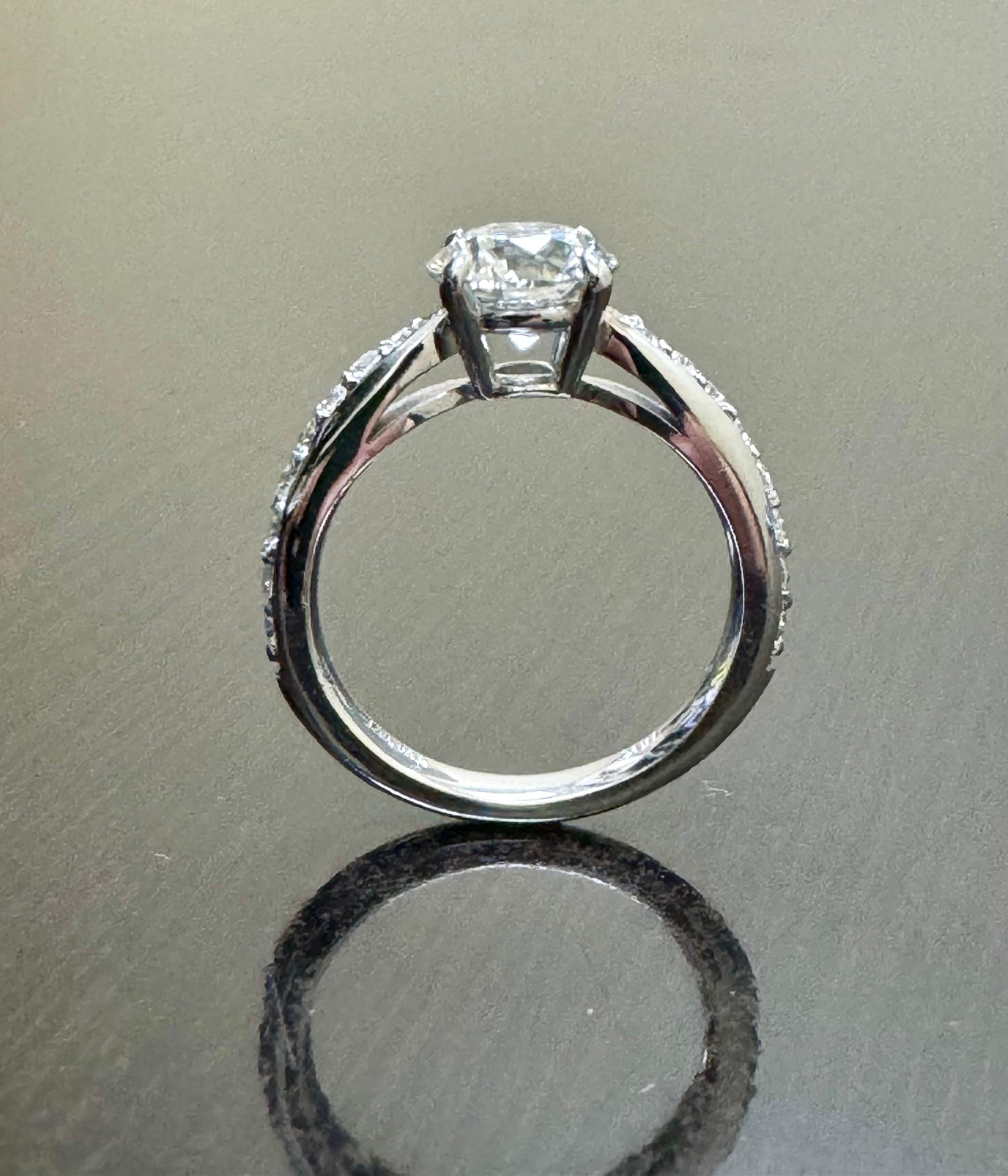 Modern 14K White Gold GIA Triple Excellent 1.70 Carat Round Diamond Engagement Ring For Sale