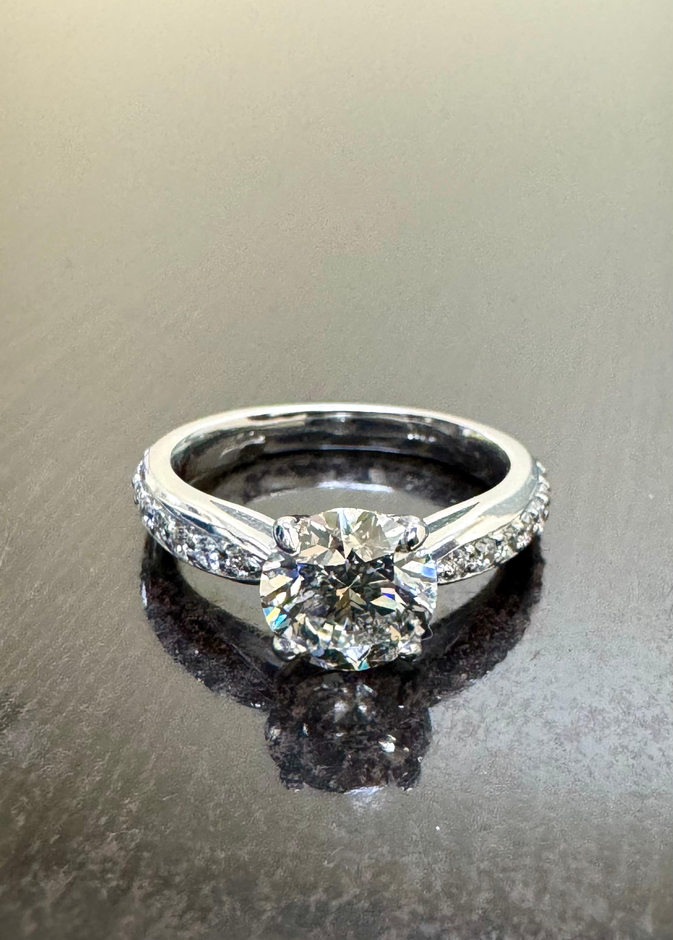 14K White Gold GIA Triple Excellent 1.70 Carat Round Diamond Engagement Ring In New Condition For Sale In Los Angeles, CA