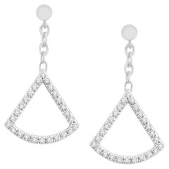 14K White Gold Ginkgo Dangling Diamond Earrings