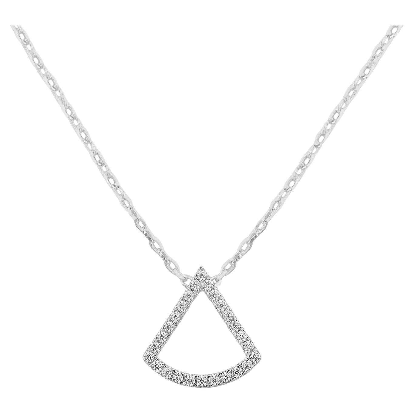 14K White Gold Ginkgo Diamond Pendant For Sale