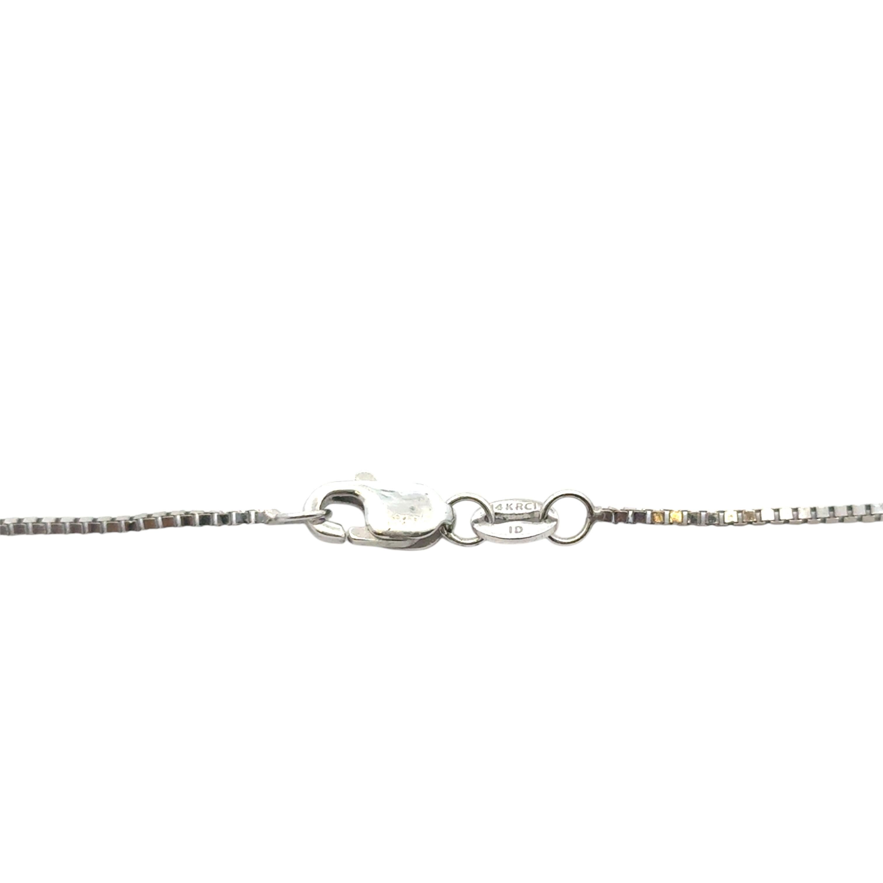 14k White Gold Glass Filled Ruby Diamond Pendant on a Classic Box Chain Necklace For Sale 9