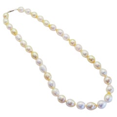 14K White Gold Golden & White South Sea Pearl Necklace, 18.2 inches