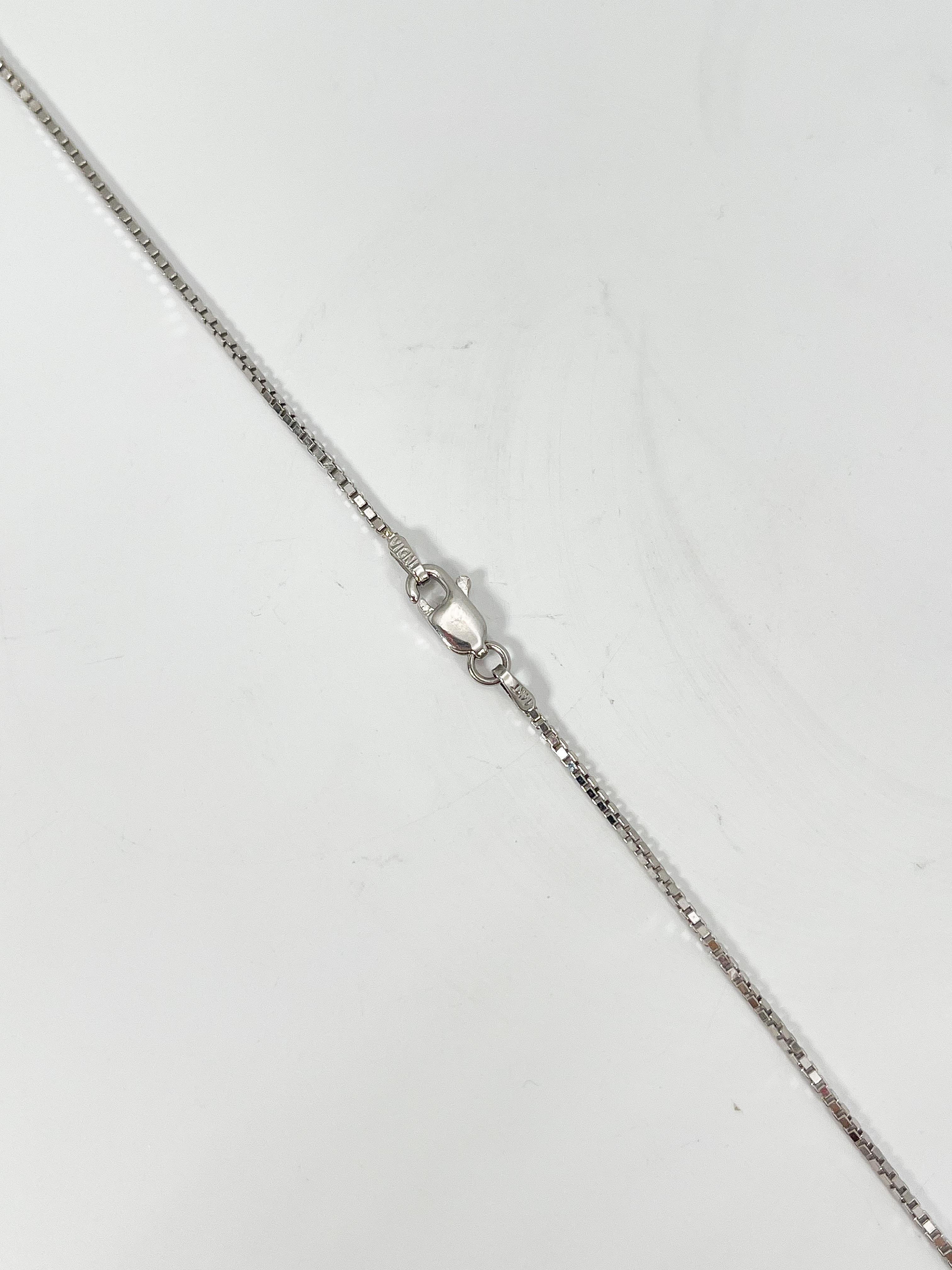 Women's 14K White Gold Gradient Blue Sapphire Pendant Necklace For Sale