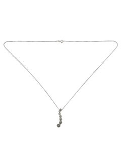 14K White Gold Graduated Diamond Pendant Necklace #24481