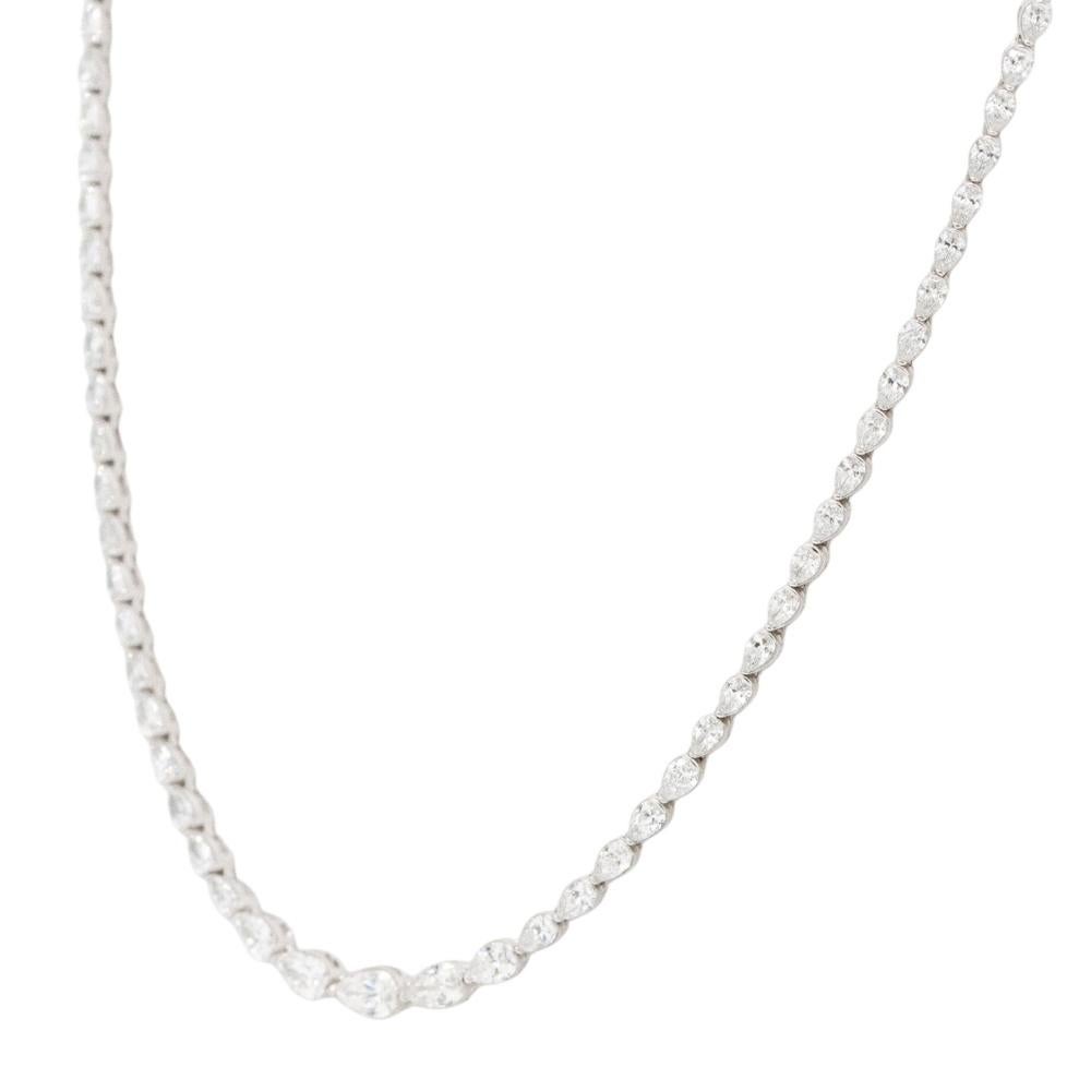 da uomo o donna Collana con diamanti a pera graduata in oro bianco 14k in vendita