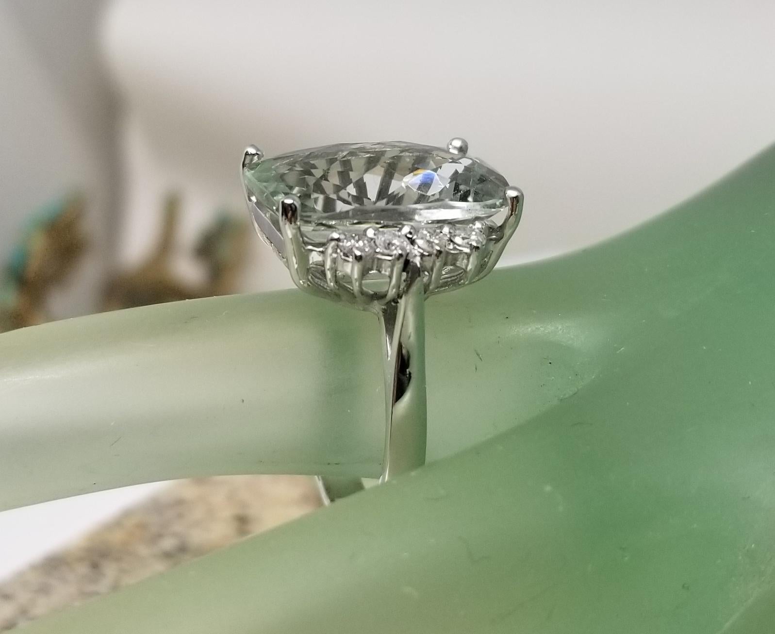 14k Weißgold Diamantring mit grünem Amethyst im Checker-Board-Schliff für Damen oder Herren