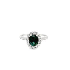 14k White Gold Green Garnet Halo Ring – 1.48 ct