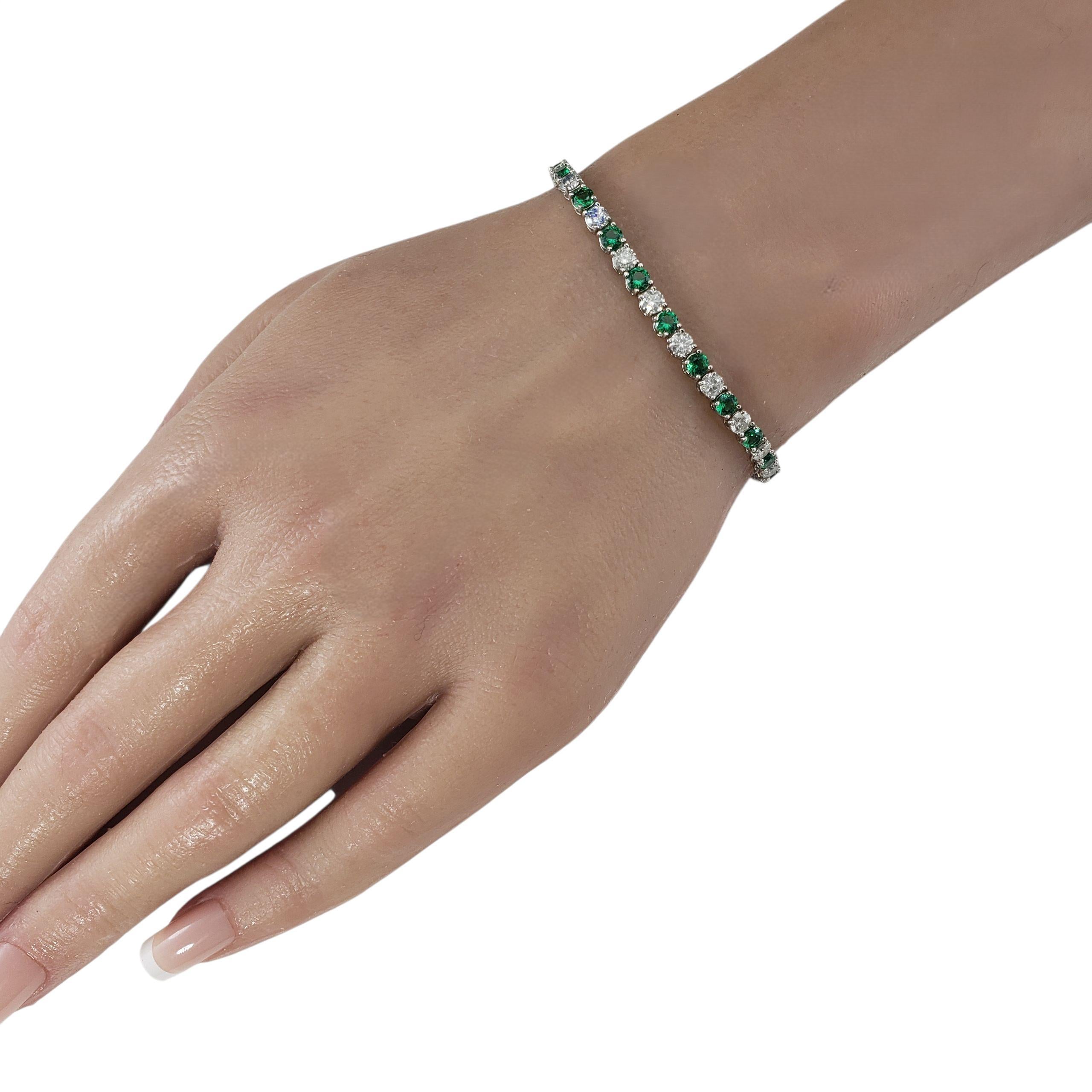 De las mujeres Pulsera de tenis de oro blanco de 14 quilates, cristal verde y diamantes  #23325 en venta