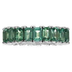 14k white gold Green sapphire eternity band