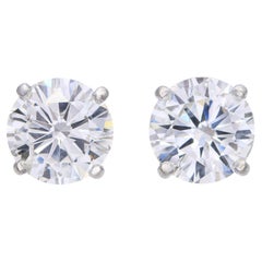 14k White Gold H-I 3.01tcw GIA Diamond Stud Earrings