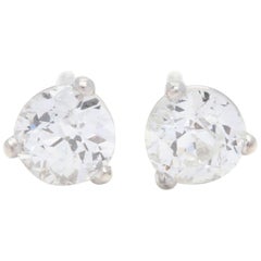 14 Karat White Gold, Half Carat Diamond Mini Stud Earrings