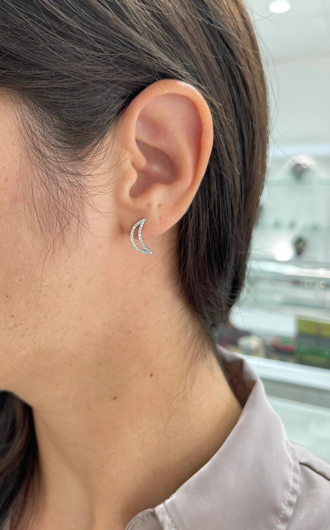 half circle diamond earrings
