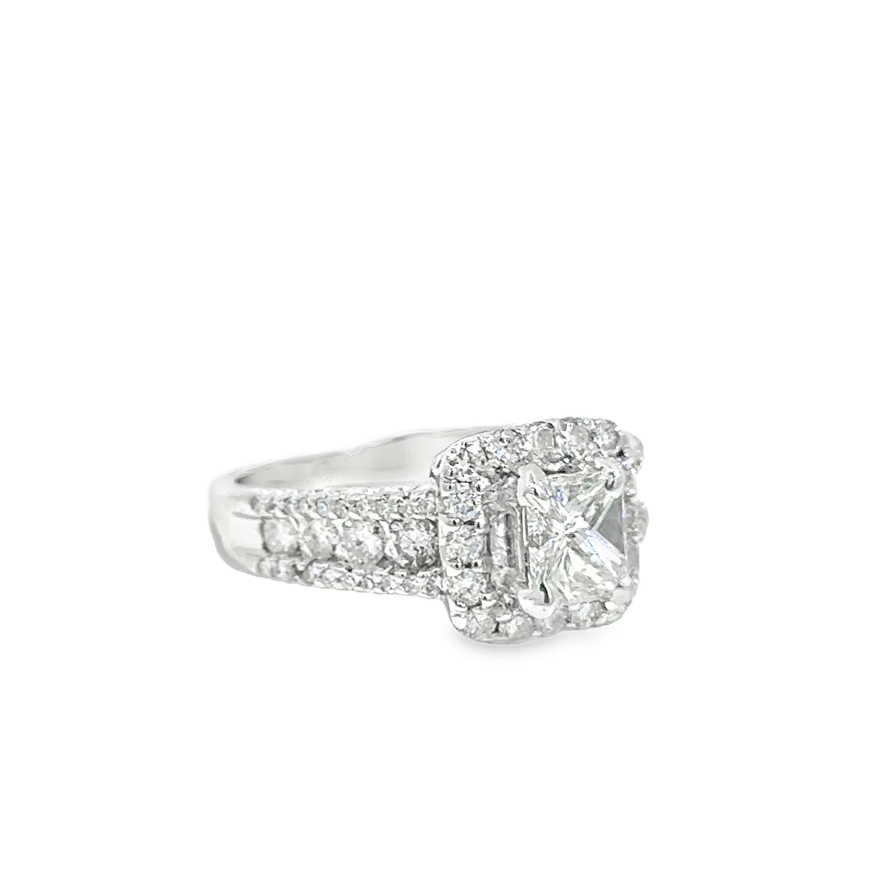 Anello di fidanzamento aureola in oro bianco 14k in vendita 5