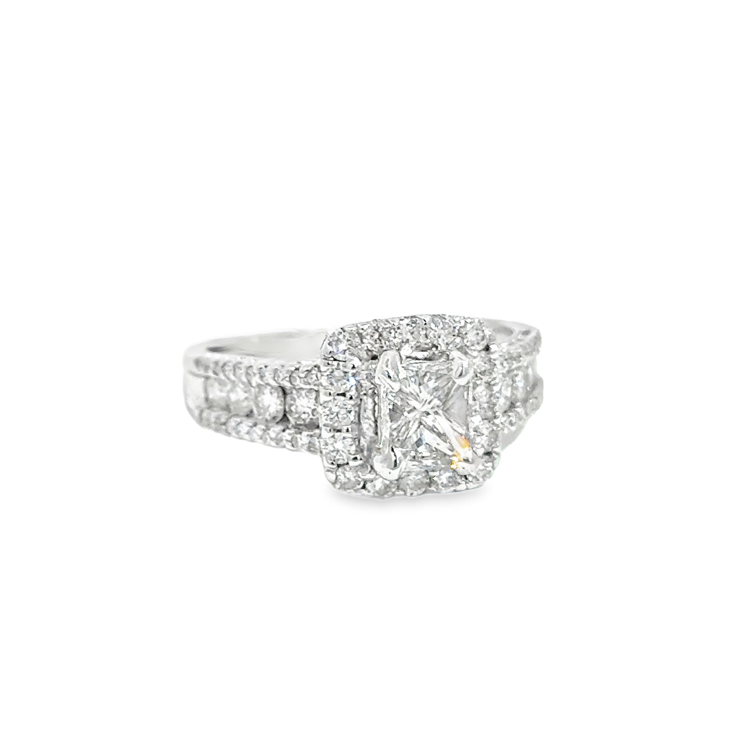 Anello di fidanzamento aureola in oro bianco 14k in vendita 6