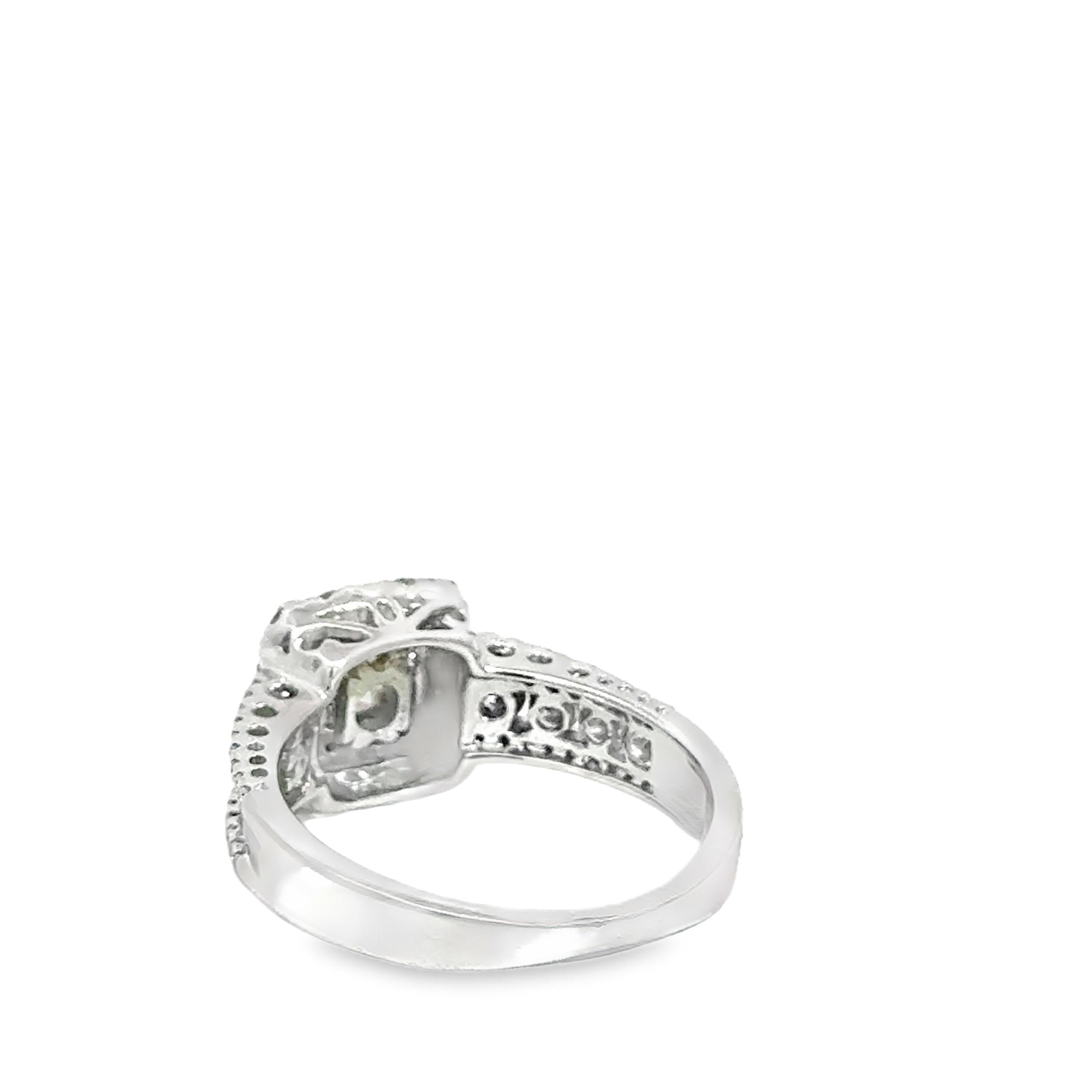 Donna Anello di fidanzamento aureola in oro bianco 14k in vendita