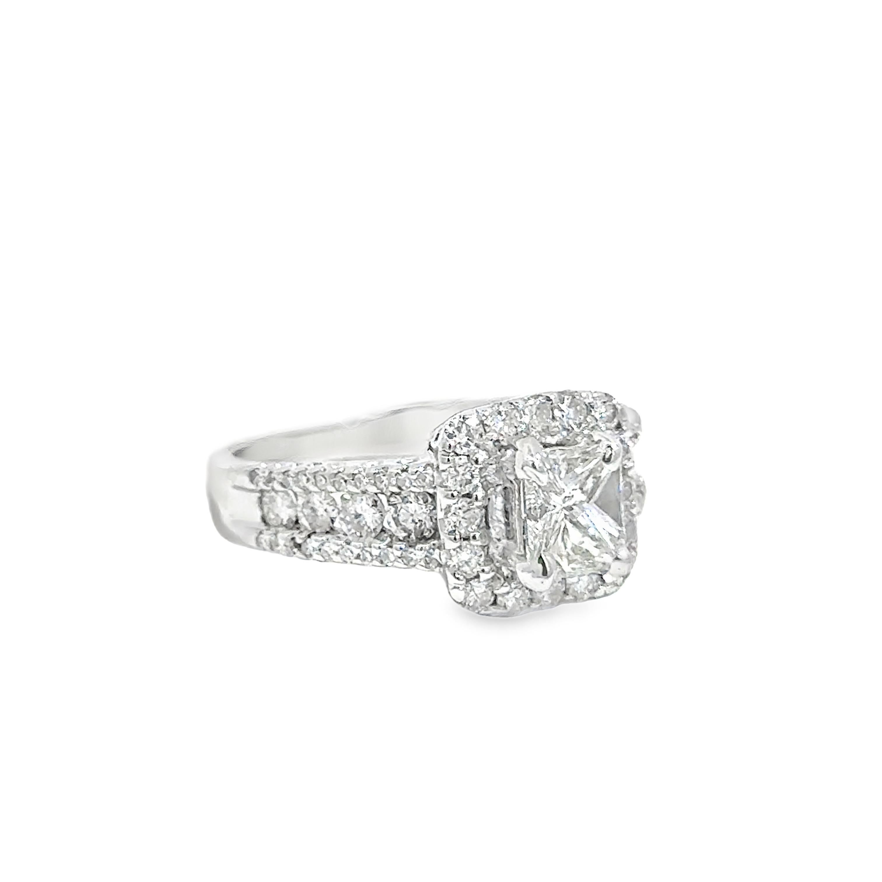 Anello di fidanzamento aureola in oro bianco 14k in vendita 4