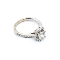 Verlobungsring aus 14-karätigem Weißgold im Halo-Design mit einem natürlichen Diamanten von ca. 1 Karat – Größe 5,5