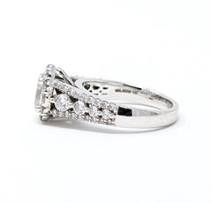 14k White Gold Halo Oval Diamond Engagement Ring SI1 Signed Malakan US Size 7