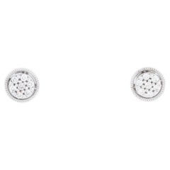 Pendientes de diamantes Halo Pave de oro blanco de 14 quilates