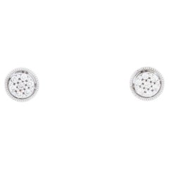 14K White gold Halo Pave Diamond Studs