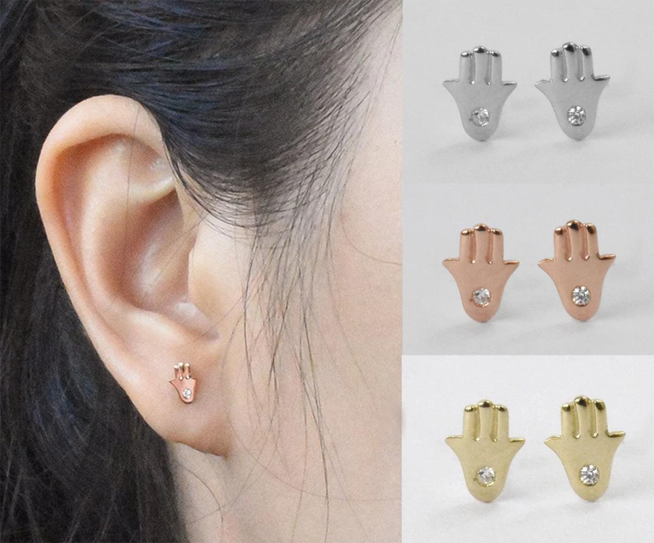 gold hamsa earrings
