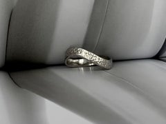 14K White Gold Hand Hammered Wave Band Ring