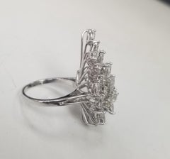 14k White Gold Hand Made Diamond Cluster Ring 5.10 Carats