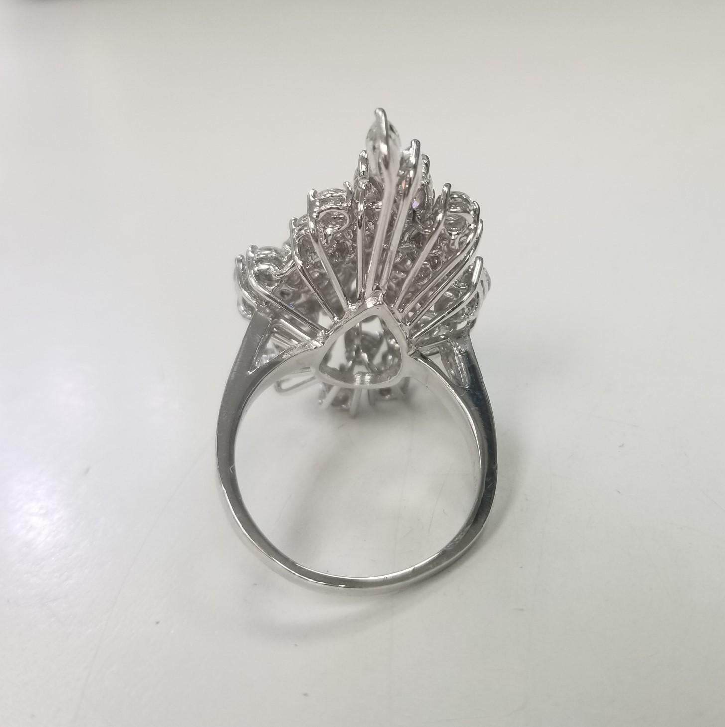 Contemporary 14k White Gold Hand Made Diamond Cluster Ring 5.10 Carats For Sale