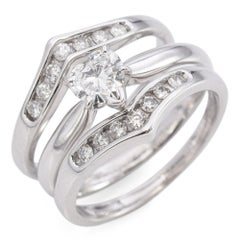 14k White Gold Heart-Cut 0.57tcw Diamond Engagement Ring Set