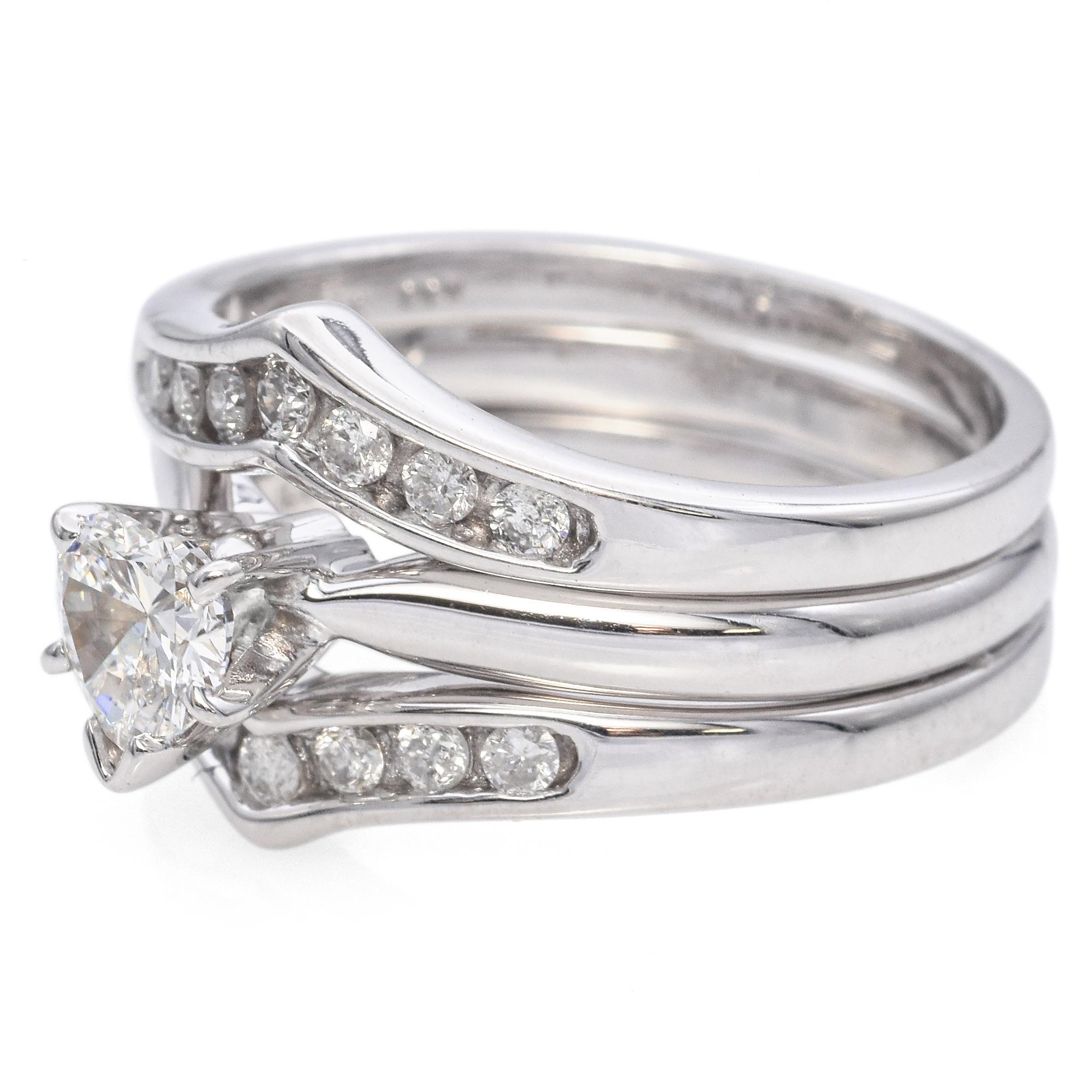 Heart Cut 14K White Gold Heart-Cut 0.57 TCW Diamond Engagement Ring Set For Sale